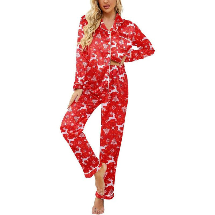 Christmas Theme Satin Pajama – Stylish and Cozy Sleepwear