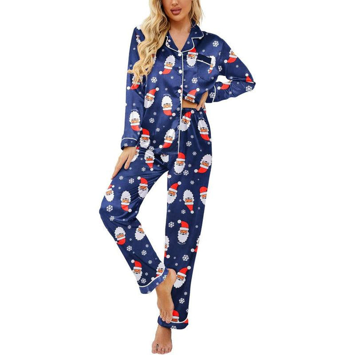 Christmas Theme Satin Pajama – Stylish and Cozy Sleepwear
