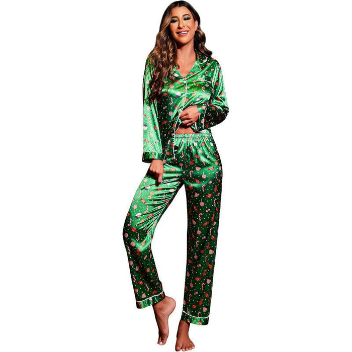 Christmas Theme Satin Pajama – Stylish and Cozy Sleepwear