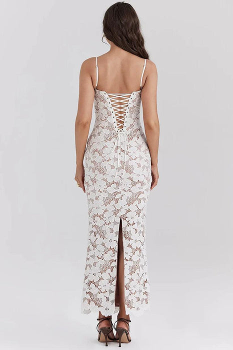 Floral Embroidery Maxi Dress – Elegant Vintage Charm
