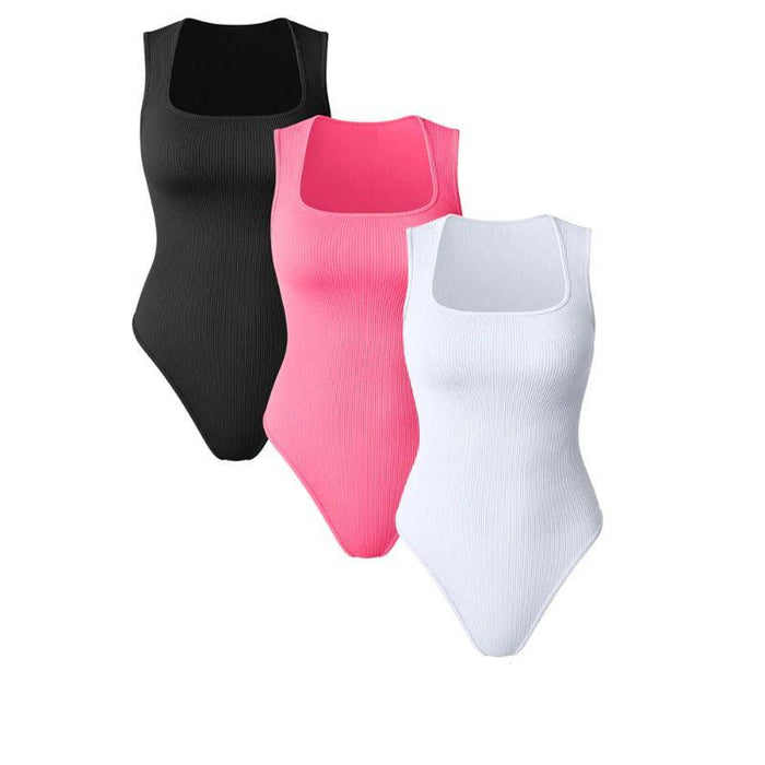 Elegant Ribbed Sleeveless Bodysuit – Flattering Scoop Neck Design