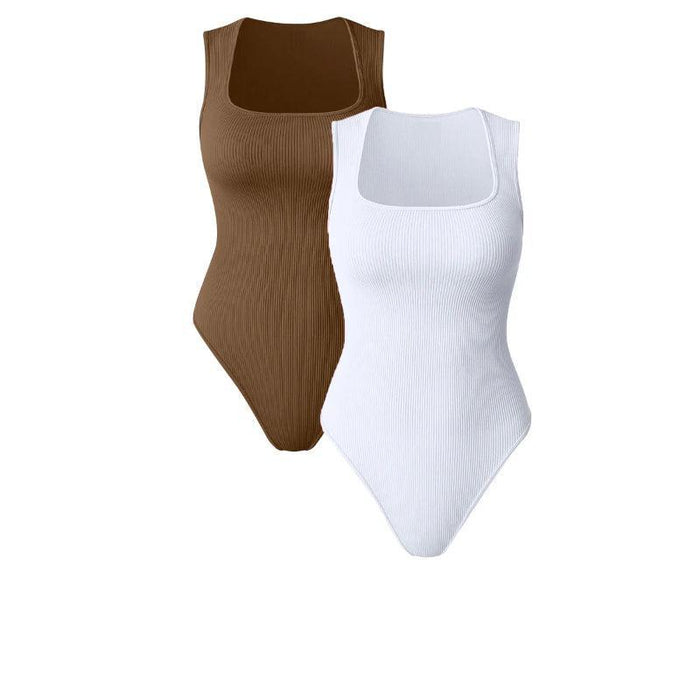Elegant Ribbed Sleeveless Bodysuit – Flattering Scoop Neck Design