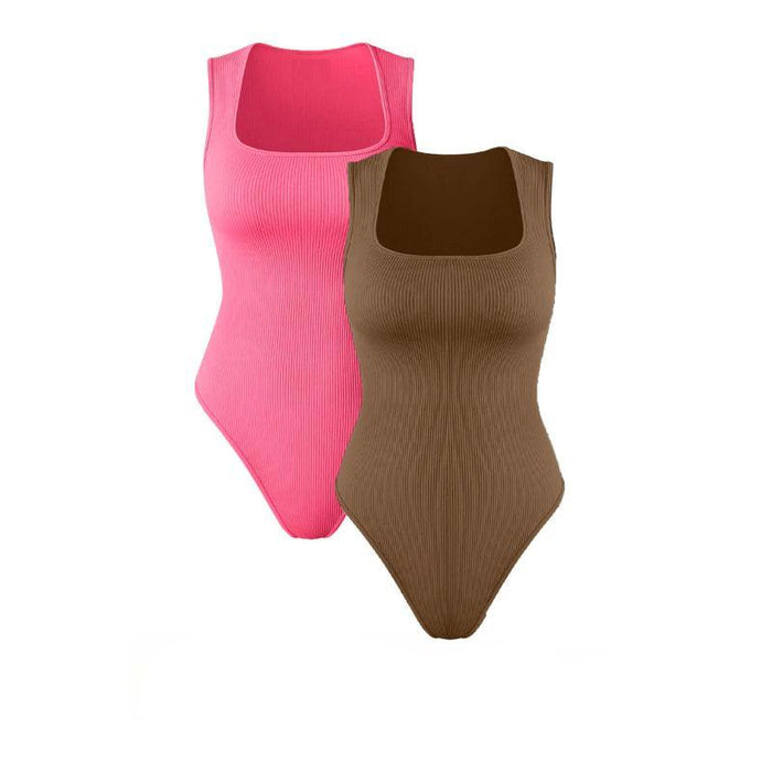 Elegant Ribbed Sleeveless Bodysuit – Flattering Scoop Neck Design