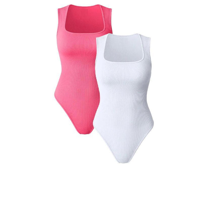 Elegant Ribbed Sleeveless Bodysuit – Flattering Scoop Neck Design