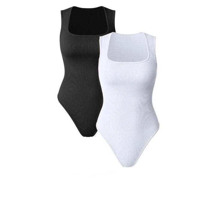Elegant Ribbed Sleeveless Bodysuit – Flattering Scoop Neck Design