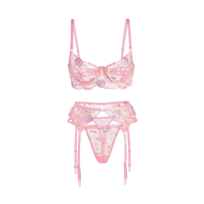 Floral Embroidery Pearl Lingerie – Elegant and Comfortable