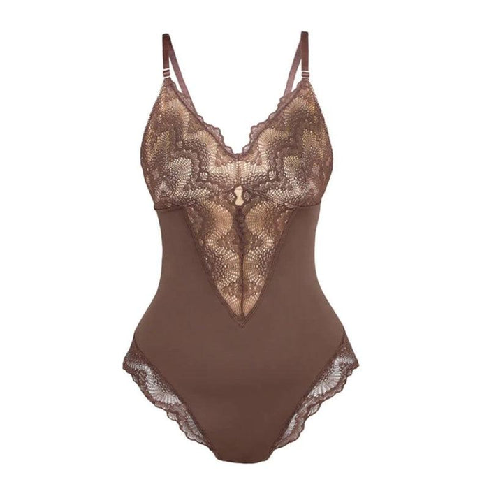 Lace Trim Plunge Bodysuit – Elegant Fit with Adjustable Straps