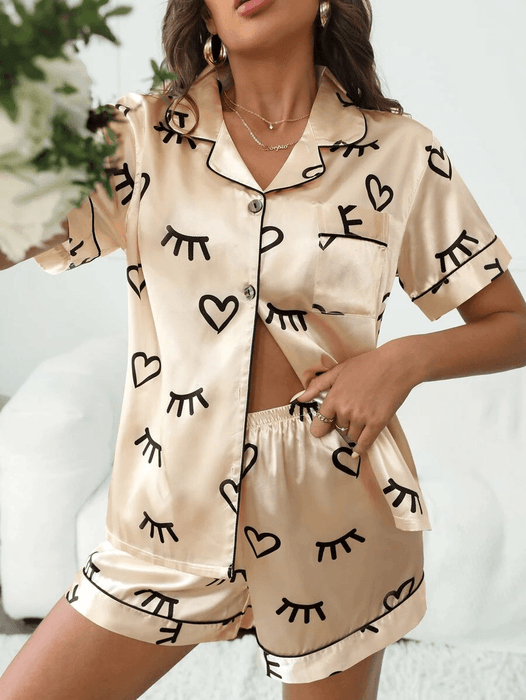 Lapel Collared Satin Set – Comfortable and Elegant Sleepwear