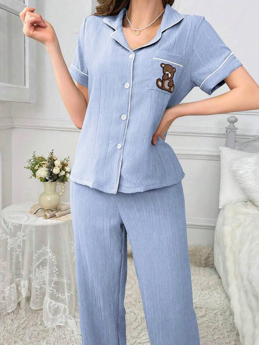 Embroidery Teddy Bear Pajama Set – Fun And Comfortable Loungewear