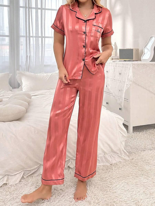 Stripe Jacquard Pajama Set – Elegant And Comfortable Loungewear