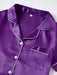 3 Piece Button Front Solid Colored Pajama Set - Secret Slim Wear