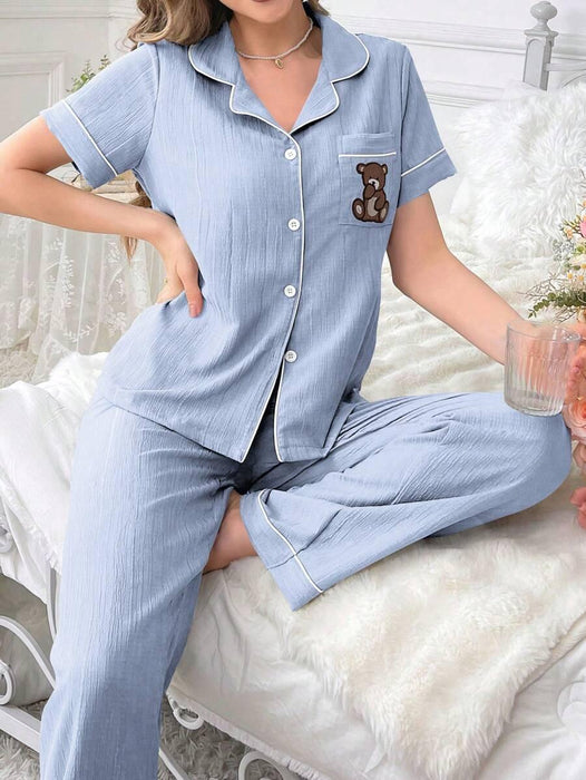 Embroidery Teddy Bear Pajama Set – Fun And Comfortable Loungewear
