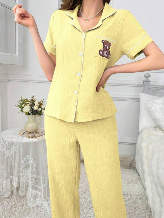 Embroidery Teddy Bear Pajama Set – Fun And Comfortable Loungewear