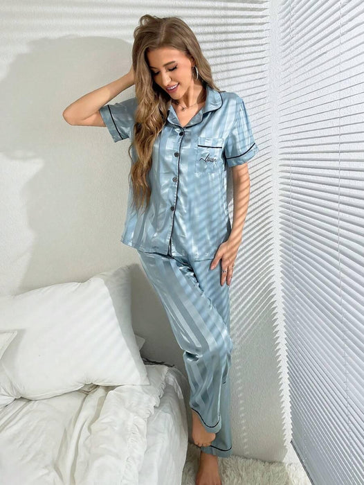 Stripe Jacquard Pajama Set – Elegant And Comfortable Loungewear