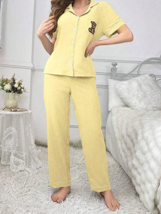 Embroidery Teddy Bear Pajama Set – Fun And Comfortable Loungewear