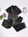 3 Piece Button Front Solid Colored Pajama Set - Secret Slim Wear