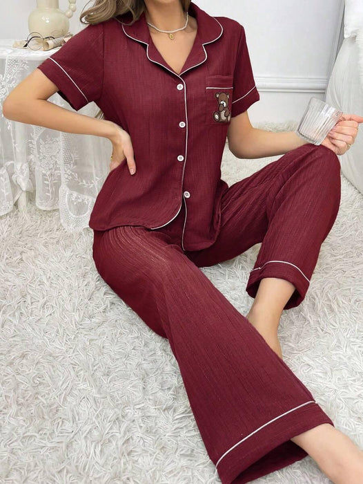 Embroidery Teddy Bear Pajama Set – Fun And Comfortable Loungewear
