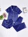 3 Piece Button Front Solid Colored Pajama Set - Secret Slim Wear