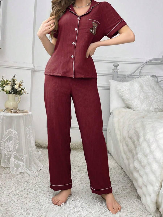 Embroidery Teddy Bear Pajama Set – Fun And Comfortable Loungewear