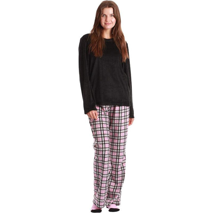 Plaid Pattern Pajama Set – Cozy Cotton Lounge Set with Matching Socks