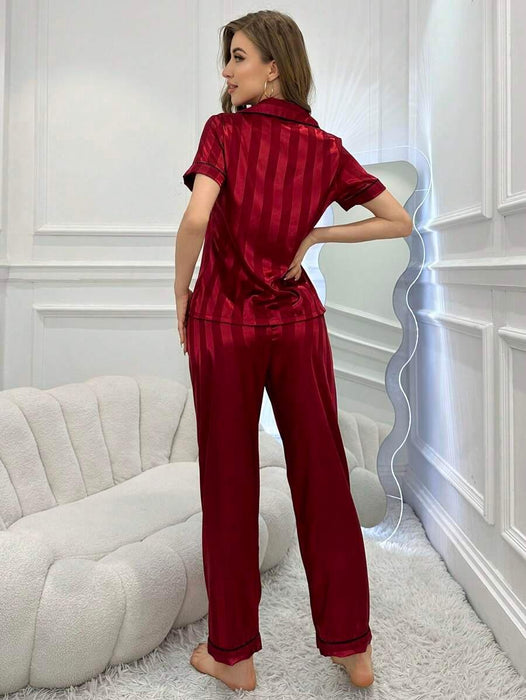 Stripe Jacquard Pajama Set – Elegant And Comfortable Loungewear