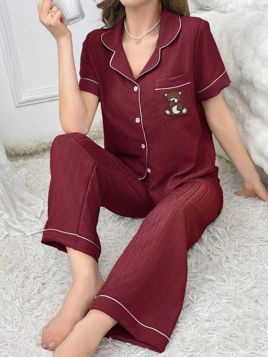 Embroidery Teddy Bear Pajama Set – Fun And Comfortable Loungewear