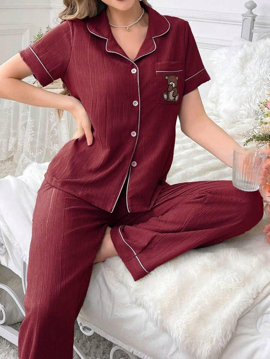 Embroidery Teddy Bear Pajama Set – Fun And Comfortable Loungewear