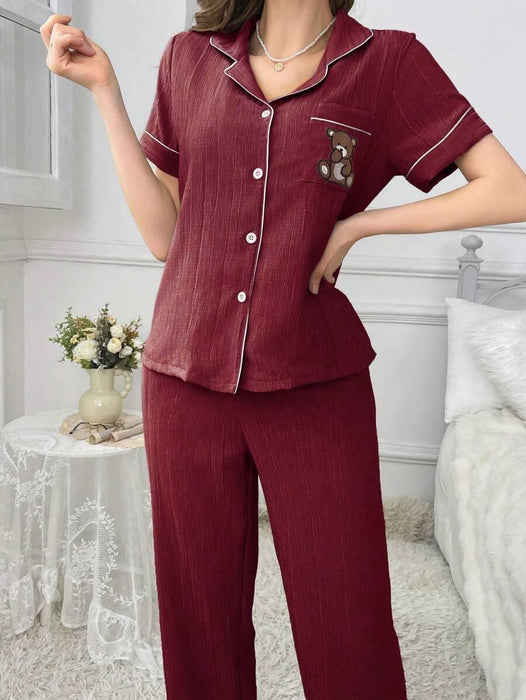 Embroidery Teddy Bear Pajama Set – Fun And Comfortable Loungewear