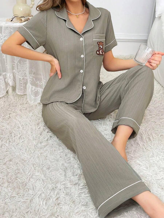 Embroidery Teddy Bear Pajama Set – Fun And Comfortable Loungewear