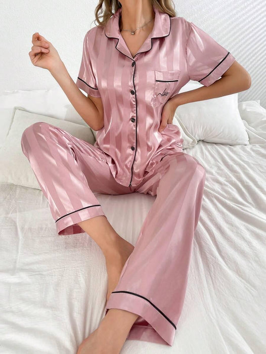 Stripe Jacquard Pajama Set – Elegant And Comfortable Loungewear