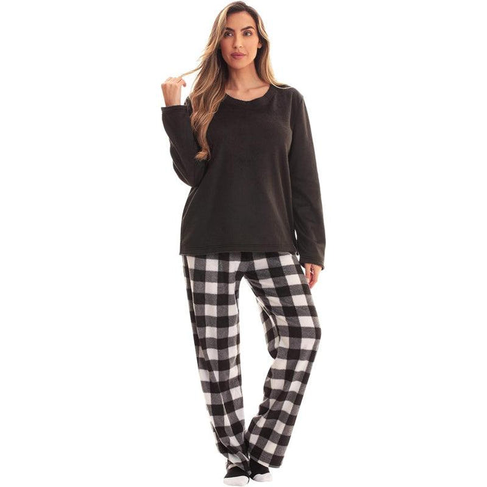 Plaid Pattern Pajama Set – Cozy Cotton Lounge Set with Matching Socks
