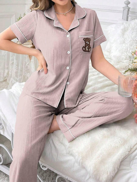 Embroidery Teddy Bear Pajama Set – Fun And Comfortable Loungewear