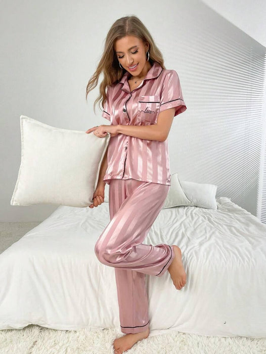 Stripe Jacquard Pajama Set – Elegant And Comfortable Loungewear