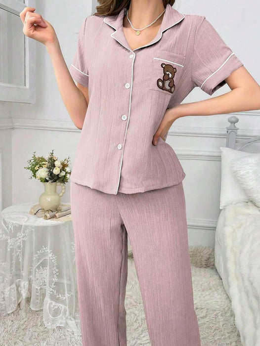 Embroidery Teddy Bear Pajama Set – Fun And Comfortable Loungewear