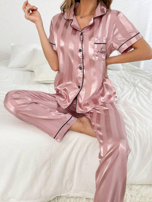 Stripe Jacquard Pajama Set – Elegant And Comfortable Loungewear