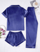 3 Piece Button Front Solid Colored Pajama Set - Secret Slim Wear