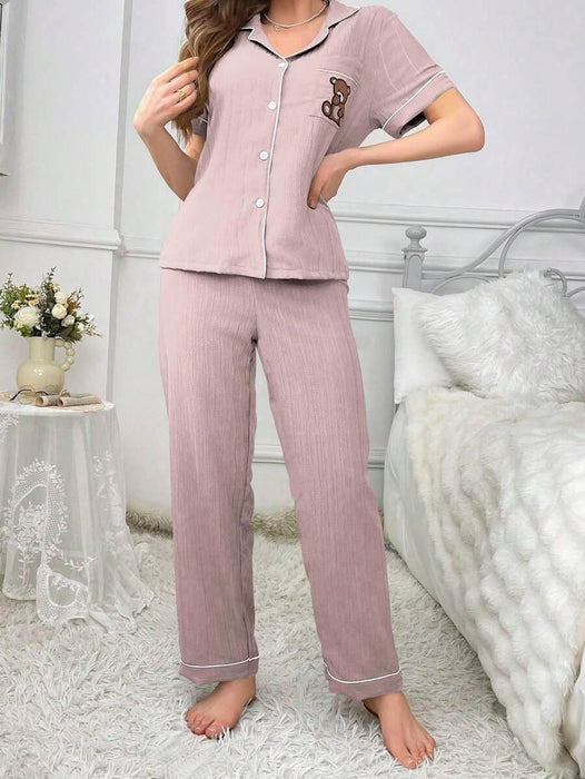 Embroidery Teddy Bear Pajama Set – Fun And Comfortable Loungewear