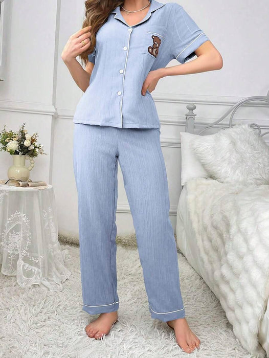 Embroidery Teddy Bear Pajama Set – Fun And Comfortable Loungewear