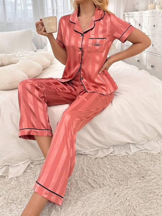 Stripe Jacquard Pajama Set – Elegant And Comfortable Loungewear
