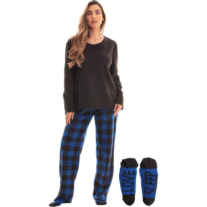 Plaid Pattern Pajama Set – Cozy Cotton Lounge Set with Matching Socks