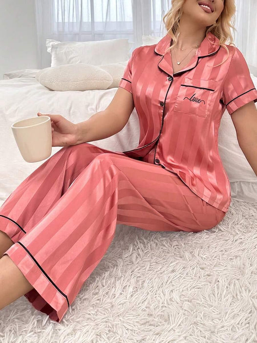 Stripe Jacquard Pajama Set – Elegant And Comfortable Loungewear