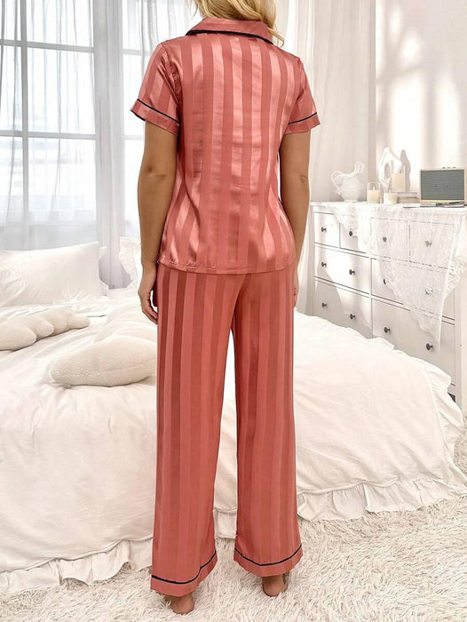Stripe Jacquard Pajama Set – Elegant And Comfortable Loungewear
