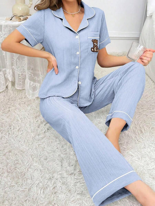 Embroidery Teddy Bear Pajama Set – Fun And Comfortable Loungewear