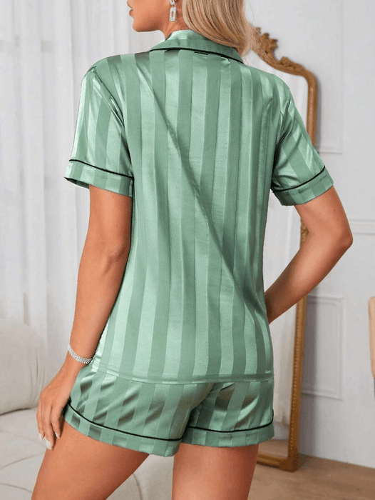 Lapel Collared Satin Set – Comfortable and Elegant Sleepwear