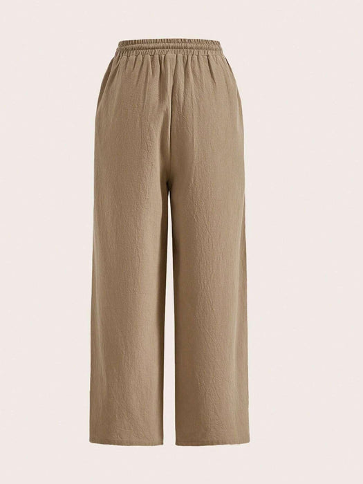 Plain Loose Drawstring Pants With Pocket