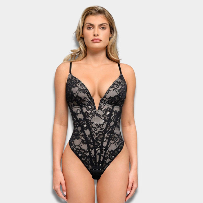 Shapewear Plunging Lace Corset – Sculpted and Supportive Shapewear