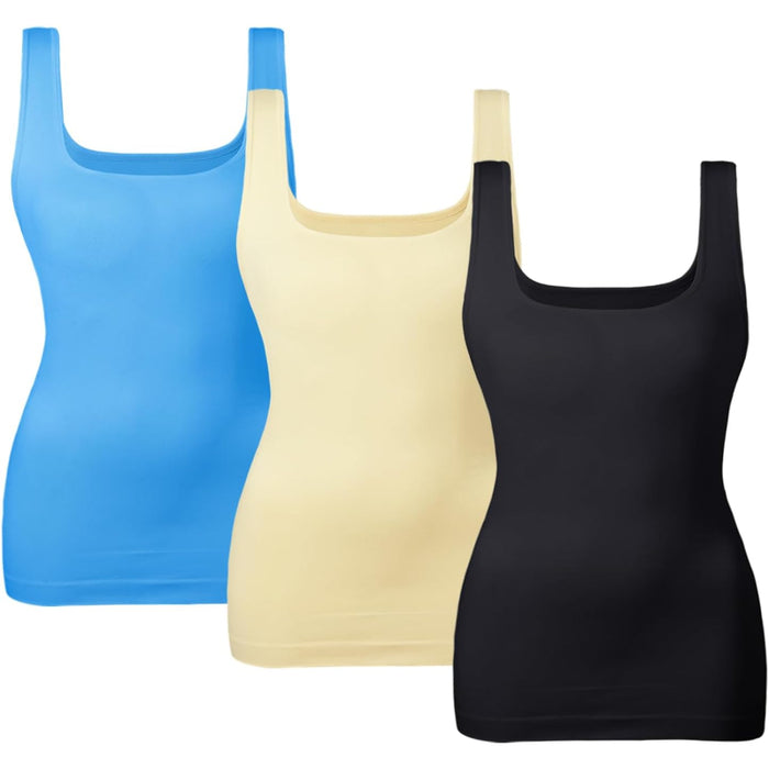3 Pack Tummy Control Tank Top for Seamless Shaping and Support