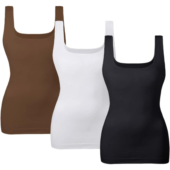 3 Pack Tummy Control Tank Top for Seamless Shaping and Support