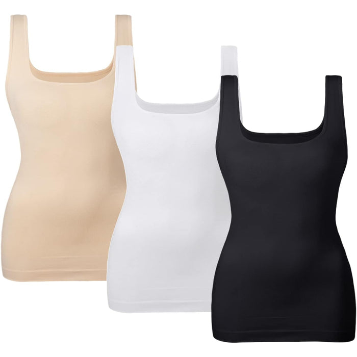 3 Pack Tummy Control Tank Top for Seamless Shaping and Support
