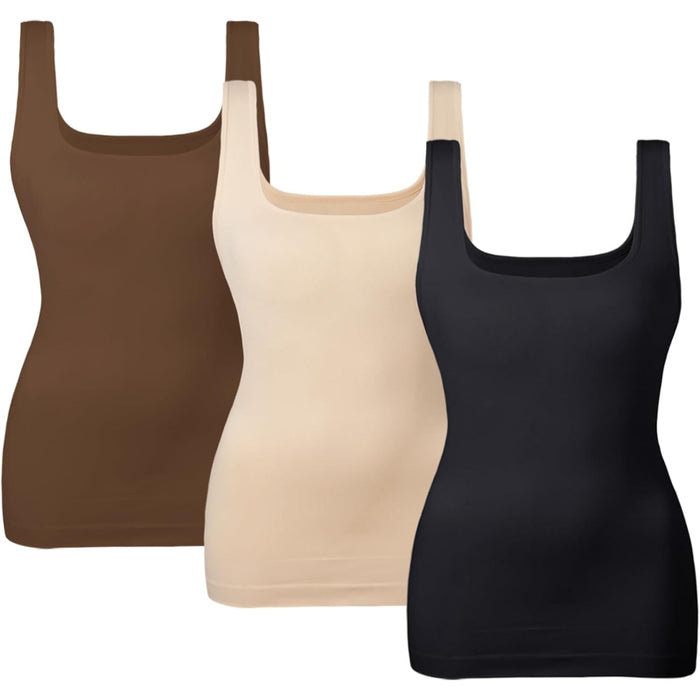 3 Pack Tummy Control Tank Top for Seamless Shaping and Support
